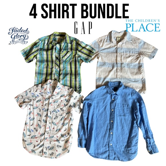 Boys Button Up Shirt 10/12 Bundle!!! Gap, Children’s Place and Faded Glory Combo - Picture 1 of 14